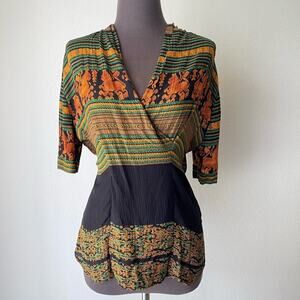 Componix sz 8 Vintage tribal aztec print faux wrap top